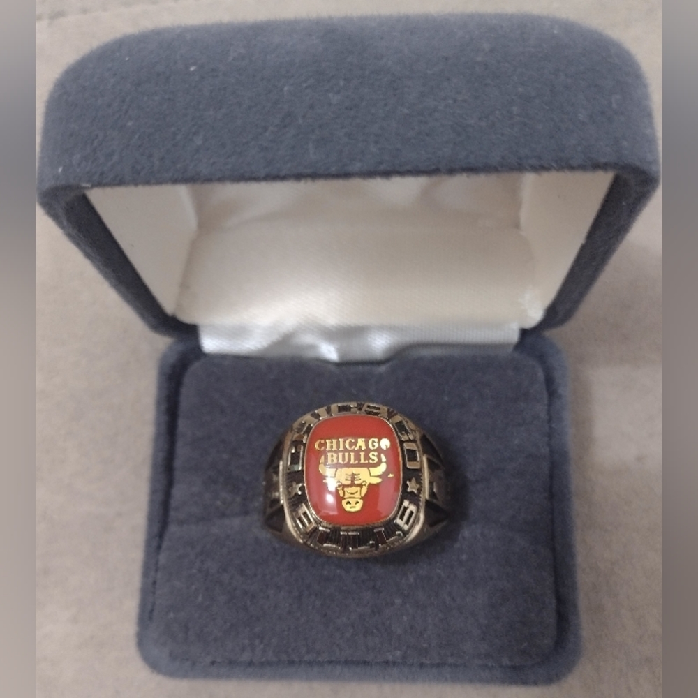 CHICAGO BULLS SIZE 12 MEMORABILIA 14K 3x GOLD PLATED NBA BASKETBALL RING BUNDLE